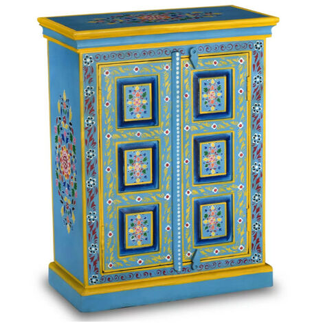Commode 2 portes bois de manguier massif bleu Pinkie