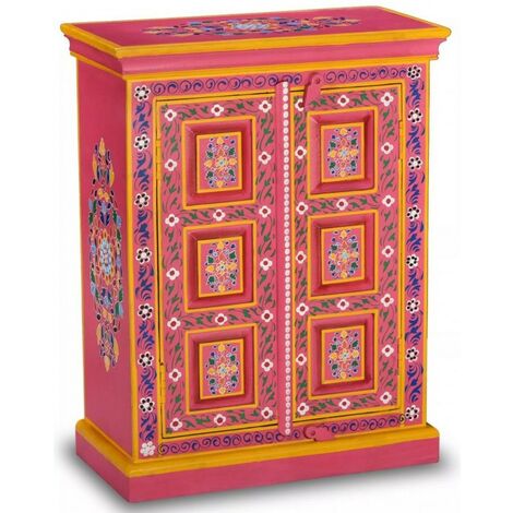 Commode 2 portes bois de manguier massif rose Pinkie