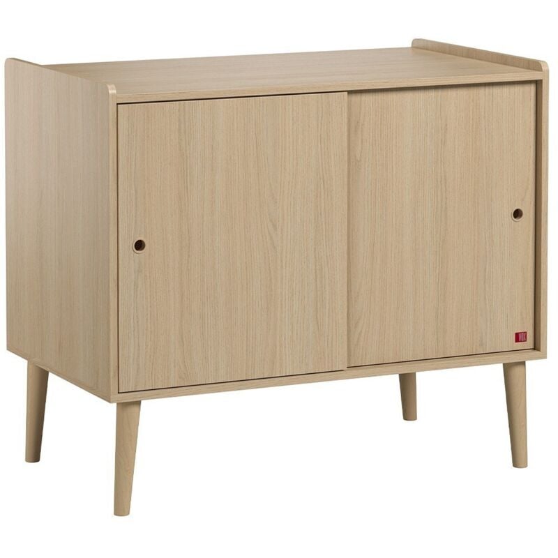Calicosy - Buffet 2 Portes Coulissantes Décor Chêne L100 cm - Retro