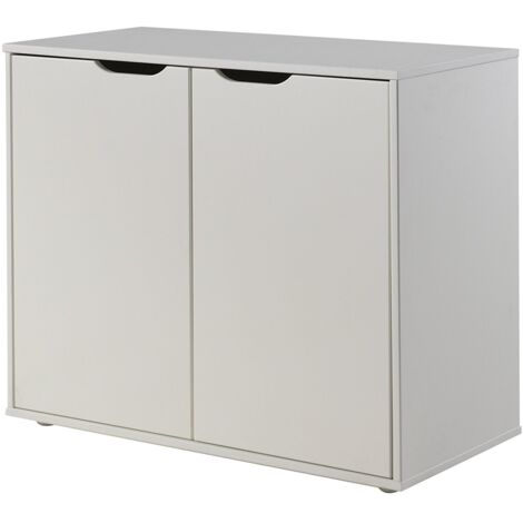 Commode 2 portes pin massif blanc Pino