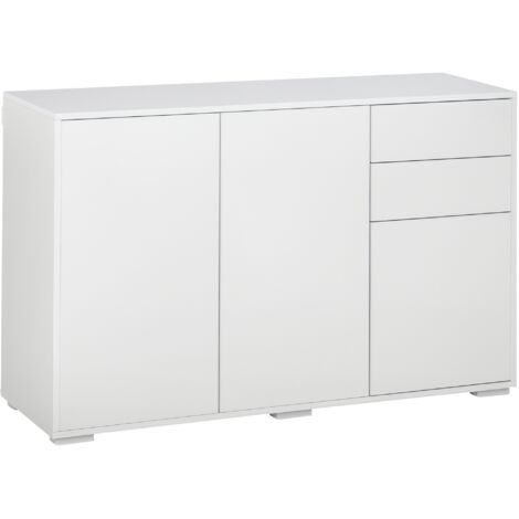 Commode, 2 tiroirs Push-Click, 117x36x74cm, blanc