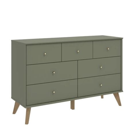 Commode 3+4 Tiroirs GALANO UK Abby - 119cm W x 40.6cm D x 77.3cm H - Couleur Vert foncé