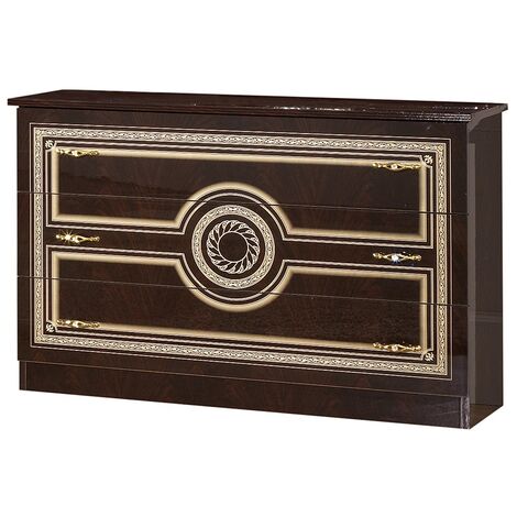 Commode 3 grands tiroirs laqué acajou Soraya 116cm