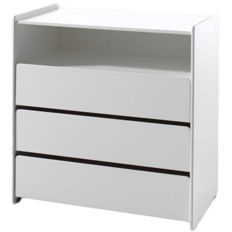 Commode 3 Tiroirs & 1 Niche "Kiddy" 90cm Blanc
