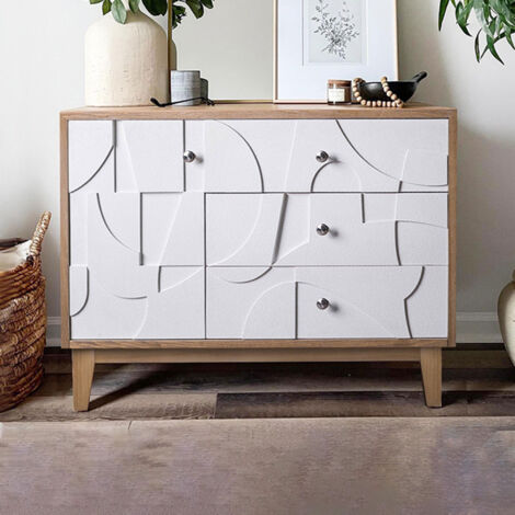 Commode 3 tiroirs 1 porte 98x39x75cm en bois de pin - MIROA