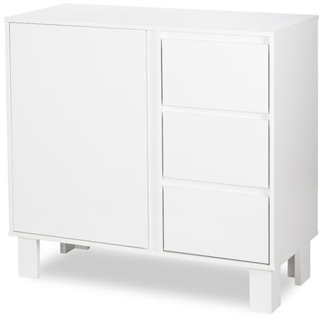 Commode 3 tiroirs 1 porte Littlesky by Klups Olivia Blanc