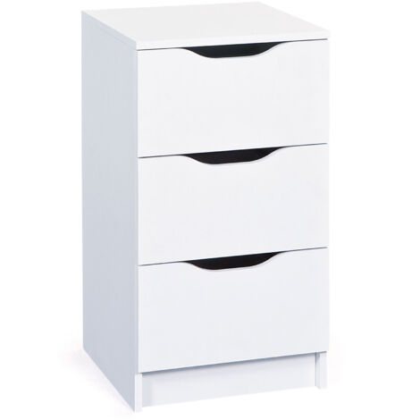 Commode 3 tiroirs 40x40x71 cm blanc - BRUCE