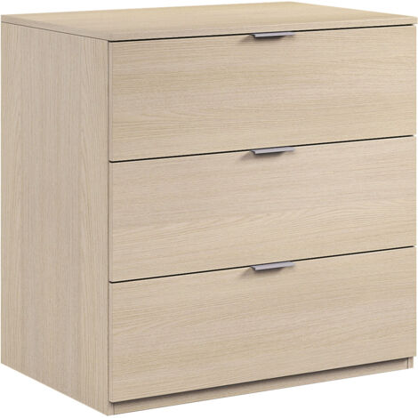 Commode 3 tiroirs 77x38x80 cm décor chêne clair