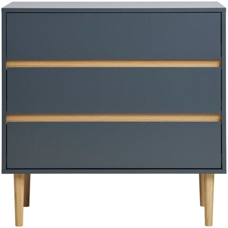 Commode 3 tiroirs 80x40x80 cm bleu canard et naturel