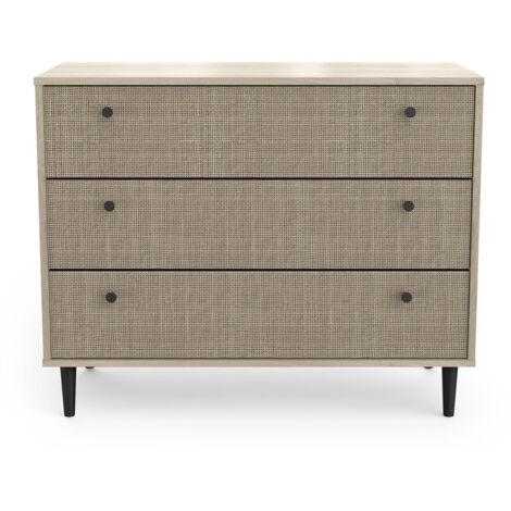 Commode 3 tiroirs 90 cm décor chêne kronberg - KAILA