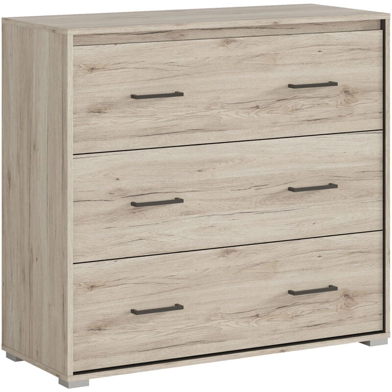 Commode 3 tiroirs Abriel Bois et Anthracite