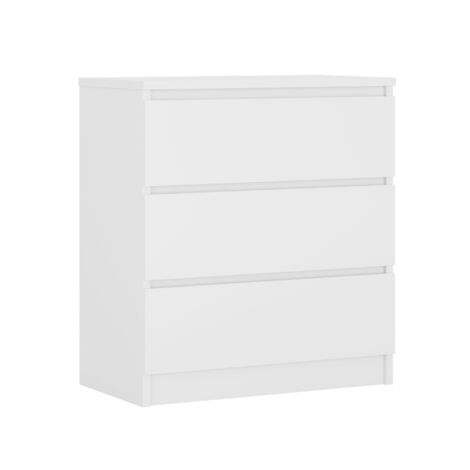 Commode 3 Tiroirs : Blanc Mat, 70 × 39 × 79 cm
