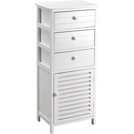 Commode 3 tiroirs blanche avec porte