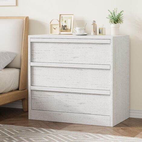 Commode 3 tiroirs blanche en bois moderne – Dimensions H78 x L40 x P75 cm, rangement pratique chambre salon entrée