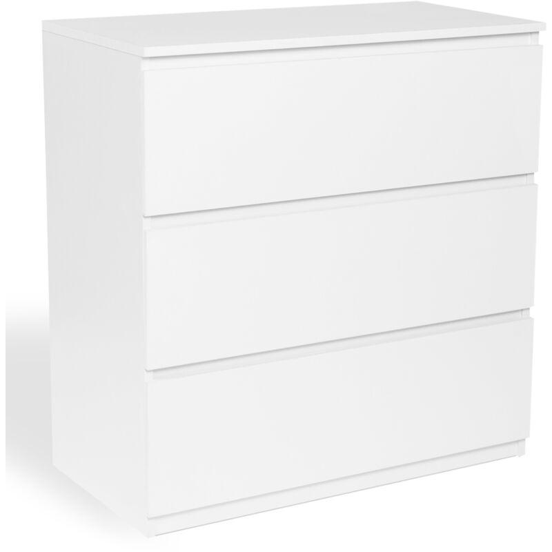 Commode 3 tiroirs tomi 78 cm bois blanc