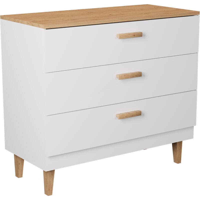 Commode 3 tiroirs Denver - Blanc