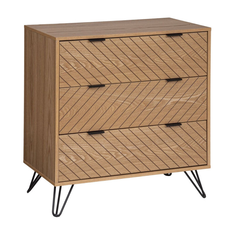 Commode 3 Tiroirs Design 'Naomi' 85cm Beige