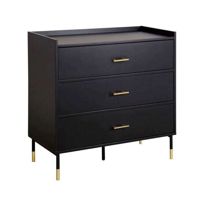 Commode 3 Tiroirs Design "Tedy" 80cm Noir