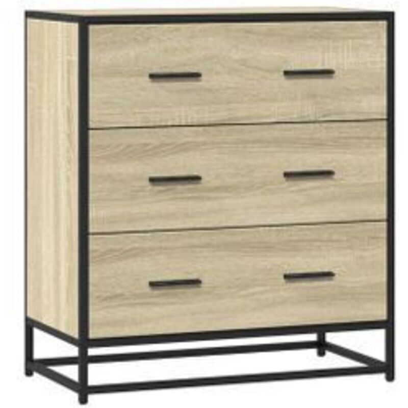 Commode 3 tiroirs Dovany L68xH76xP35 - Bois et métal-Chêne clair Commode 3 tiroirs Dovany L68xH76xP35 - Bois et métal-Chêne clair