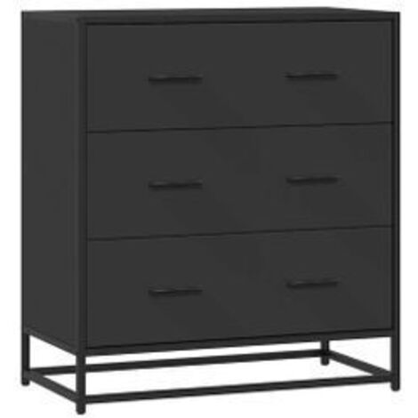 Commode 3 tiroirs Dovany L68xH76xP35 - Bois et métal-Noir
