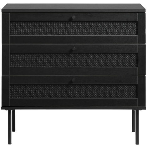 Commode 3 tiroirs en bois et métal L80cm - Noir - RINTO