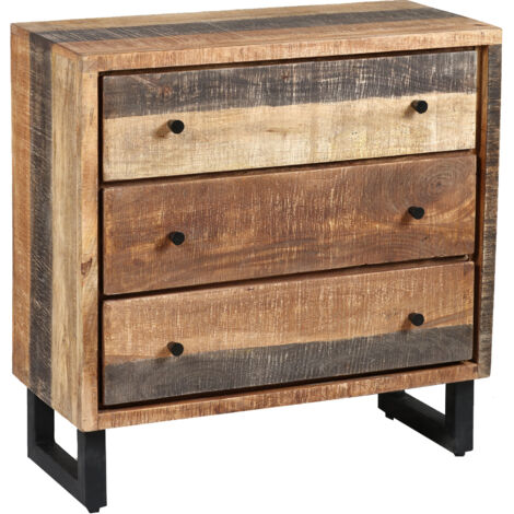 Commode 3 tiroirs en bois et métal noir - FRISCO