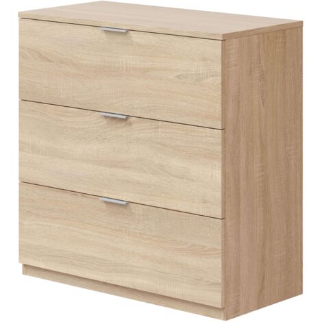 Commode 3 tiroirs en chêne canadien 80x77x38 cm