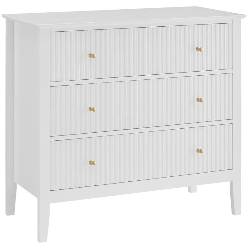 Commode 3 tiroirs en MDF - Blanc - NARIVA