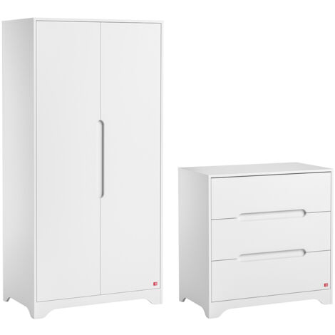 Commode 3 tiroirs et armoire 2 portes Vox Ova Blanc