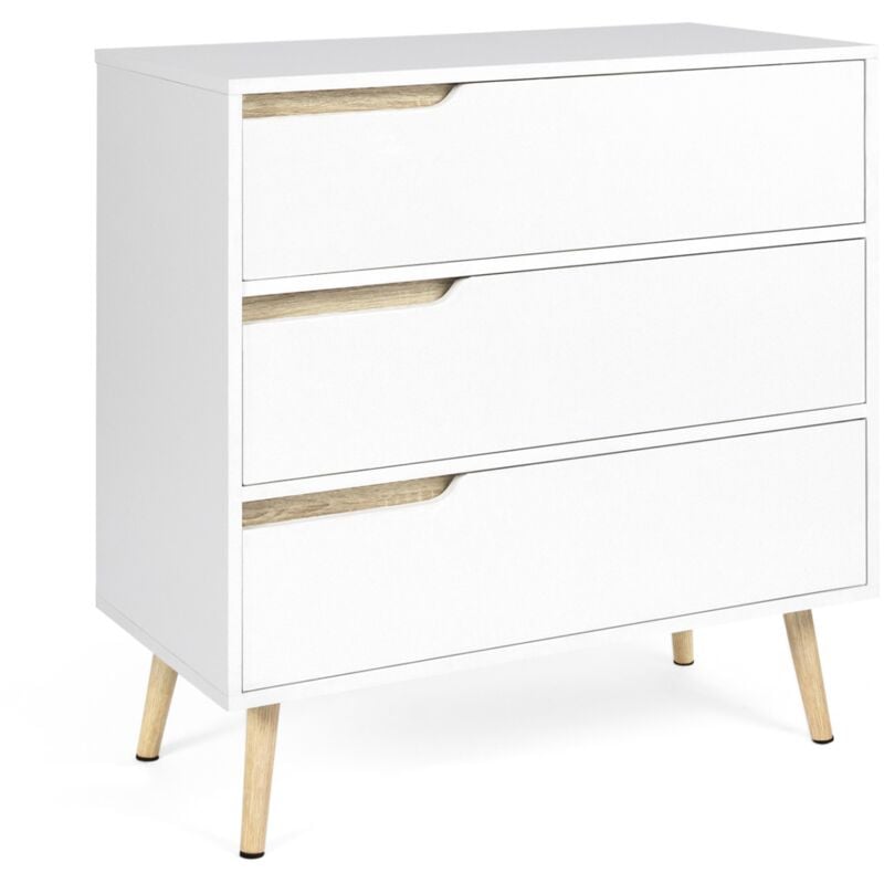 Commode 3 tiroirs HELSINKI 80 cm scandinave blanc