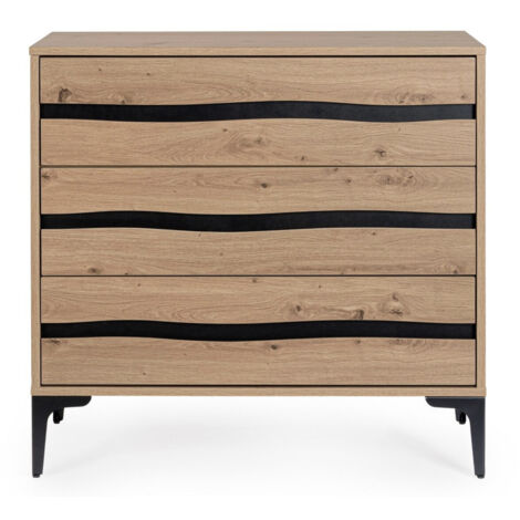 Commode 3 tiroirs MELYS 80cm – Métal & bois