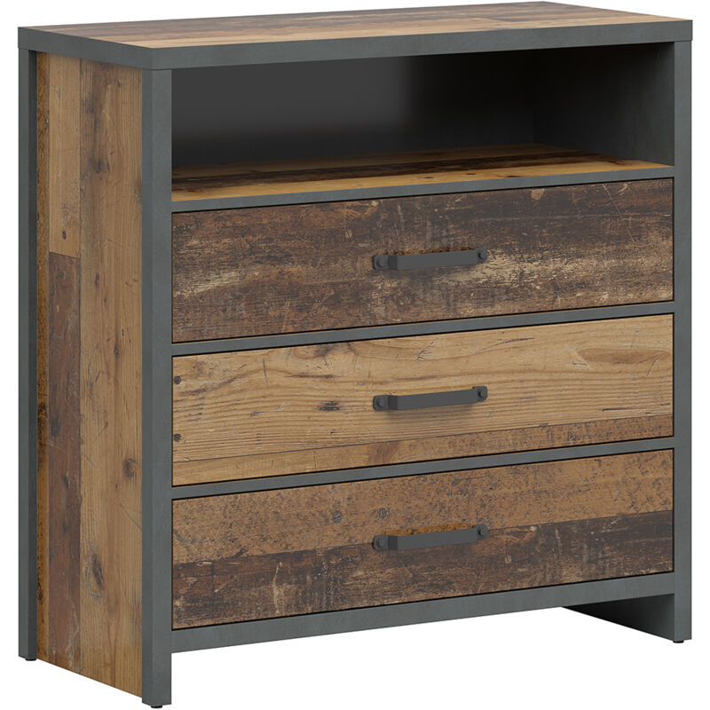 Commode 3 tiroirs Paul Bois et Gris anthracite