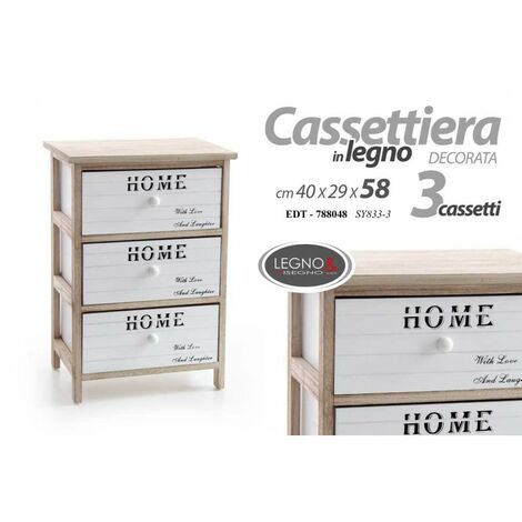 Commode 3 tiroirs salle de bain cuisine Home antiqued shabby cm 40 x 29 x 58 h
