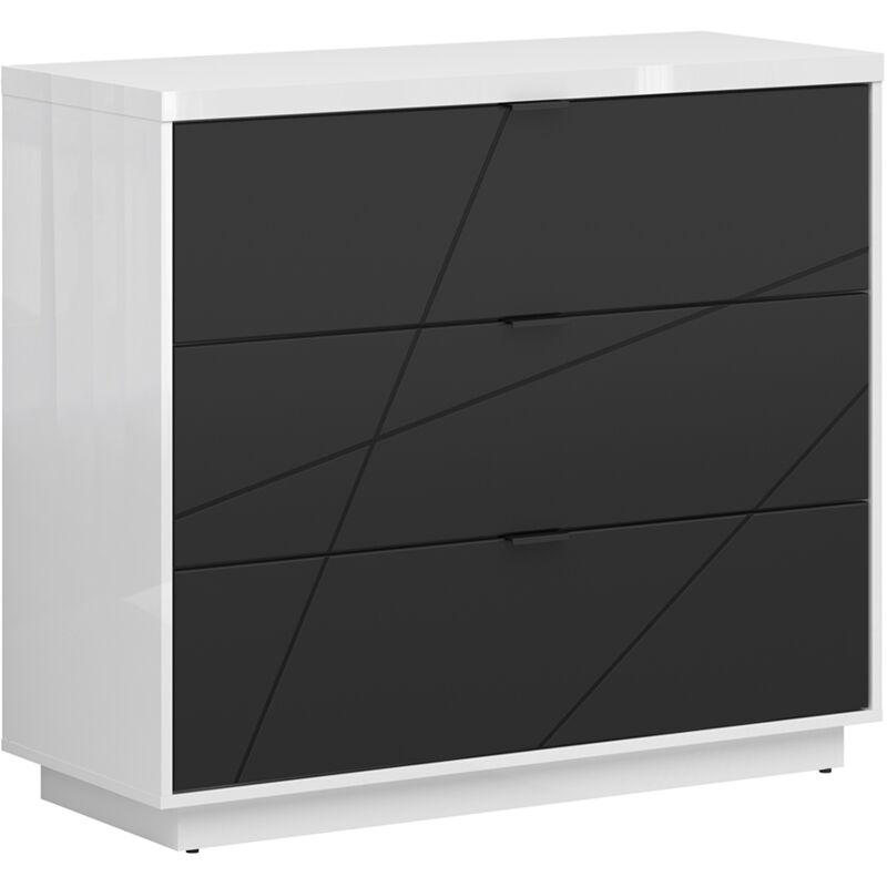 Commode 3 tiroirs Sven Noir et Blanc