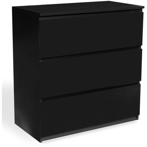 Commode 3 tiroirs TOMI 78 cm bois noir