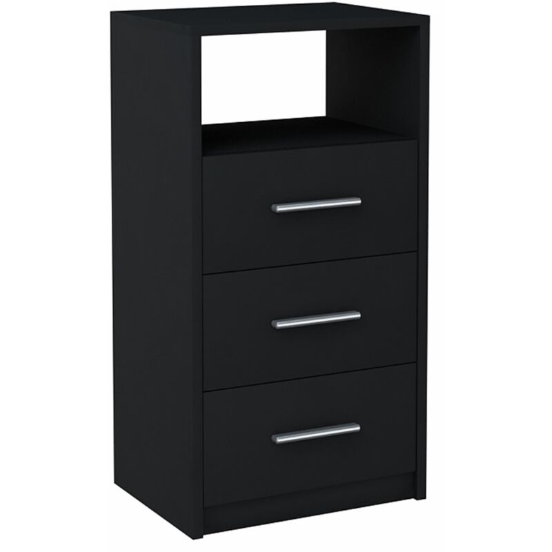 Commode 3SO NOIR 40cm tiroirs étagère