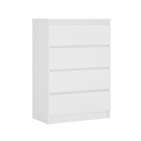 Commode 4 Tiroirs : Blanc Mat, 70 × 39 × 101 cm