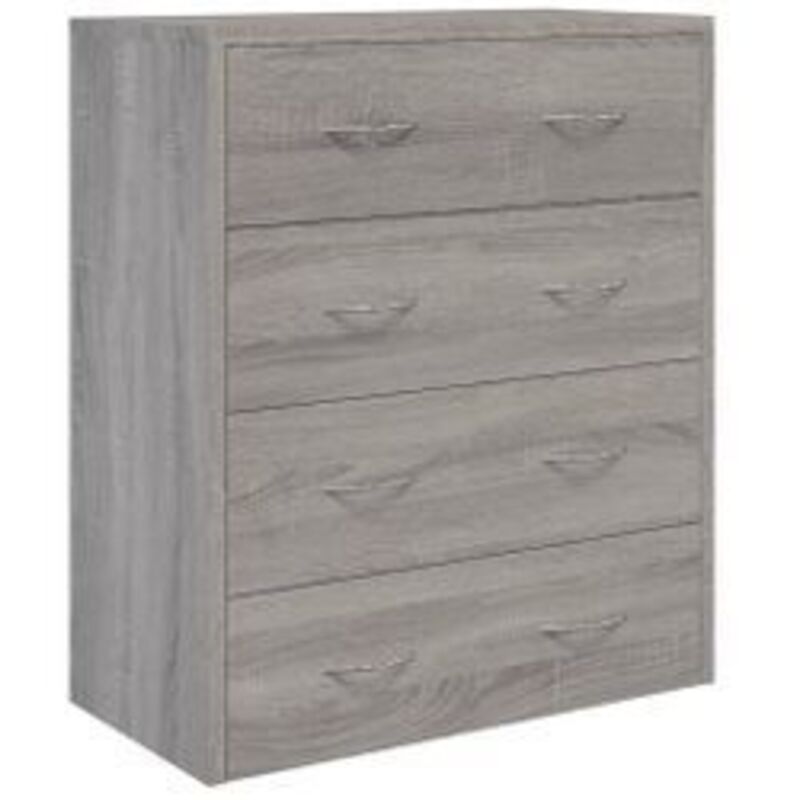 Commode 4 tiroirs Chikee 60cm - Bois d'ingénierie-Chêne gris Commode 4 tiroirs Chikee 60cm - Bois d'ingénierie-Chêne gris