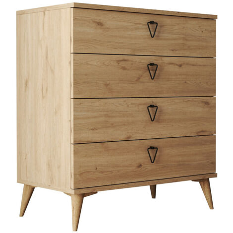 Commode 4 tiroirs bois naturel Vera 80cm