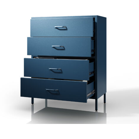 Commode 4 tiroirs CARLA, 800 x 1015 x 400 mm, Modern: bleu marine