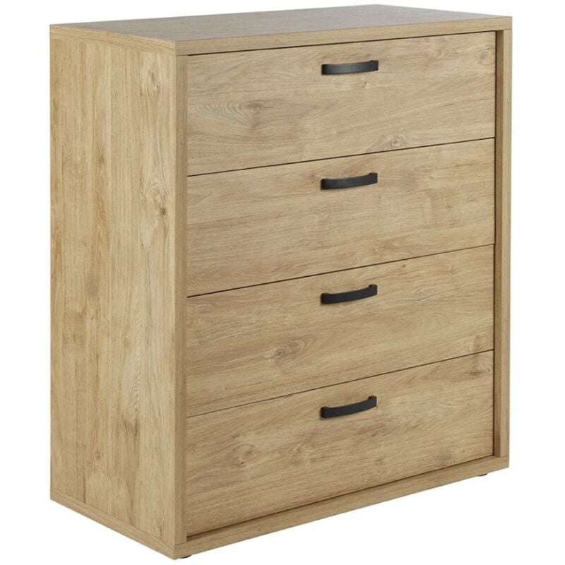 Meublorama - Commode 4 tiroirs coloris chêne doré collection morgane.