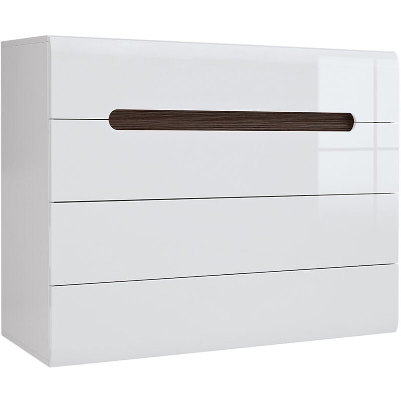 Commode 4 tiroirs Darrel Blanc laqué et Bois