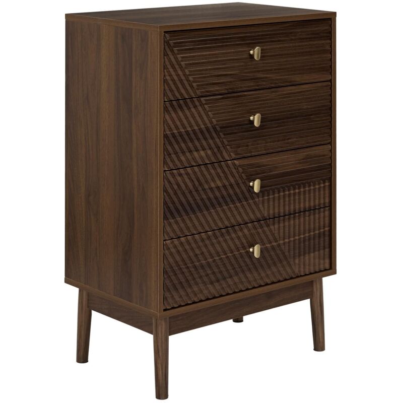 Commode 4 tiroirs effet noyer TIFFANY Commode 4 tiroirs effet noyer TIFFANY