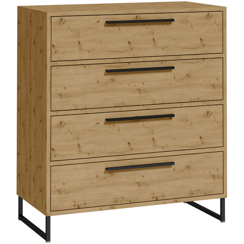 Commode 4 tiroirs Elvire Bois et Noir