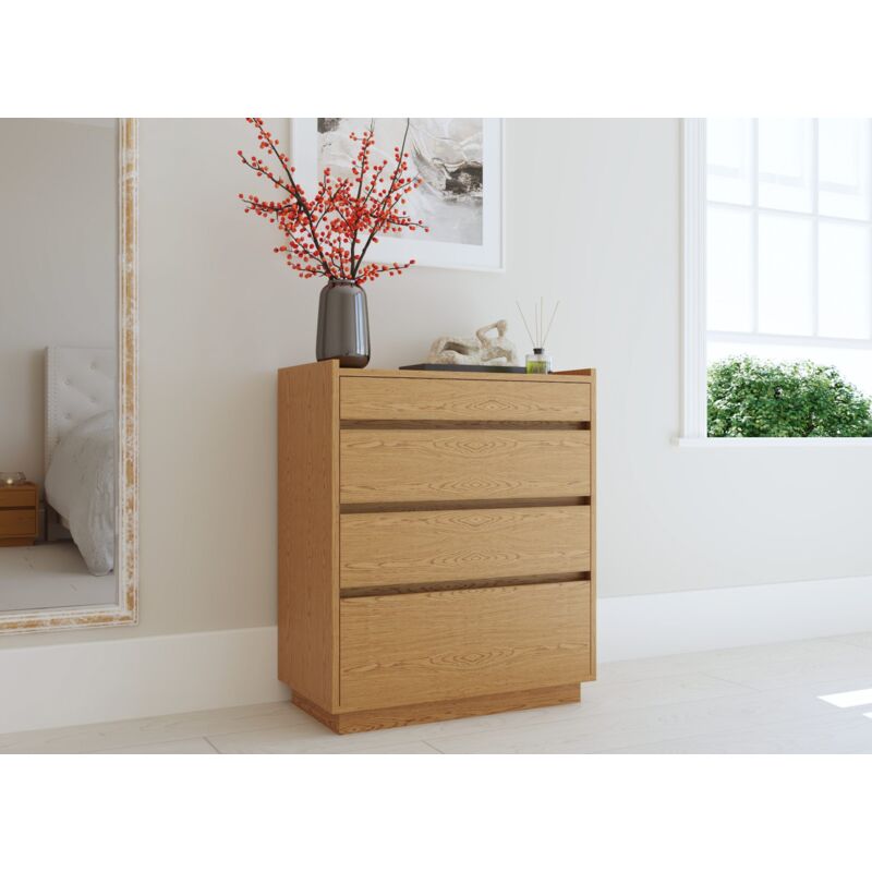 Sacha - Commode 4 tiroirs en bois couleur chêne sacha