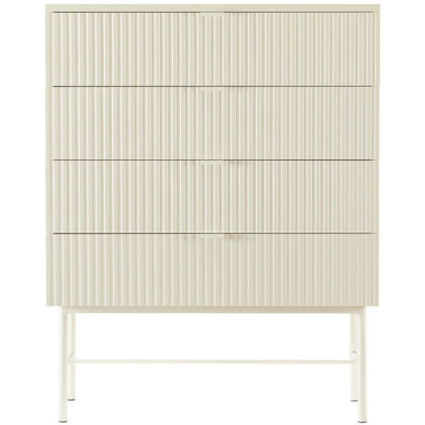 Commode 4 tiroirs en bois et métal L79cm - Crème - MOLLY