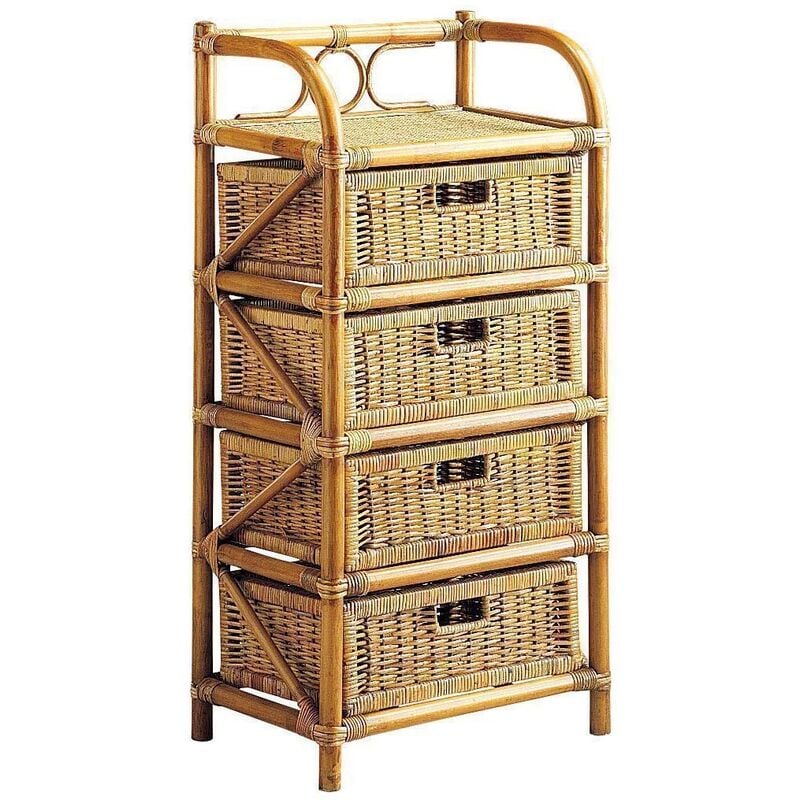 Commode en rotin avec tiroirs Tegal 4 tiroirs