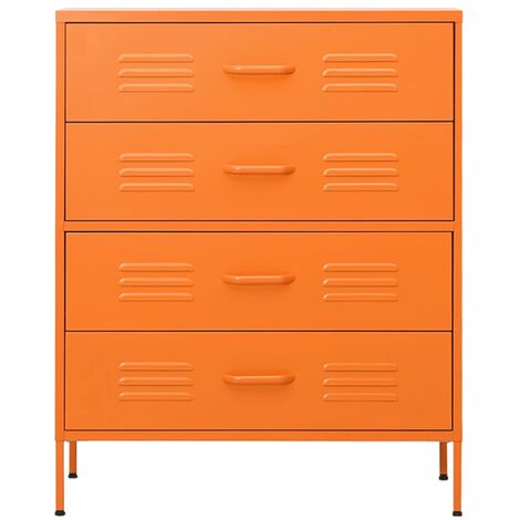 Commode 4 tiroirs Klako 80cm - Acier mat-Orange