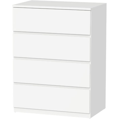 Commode 4 tiroirs meuble de rangement sans poignées design minimaliste 60 x 40 x 80 cm blanc