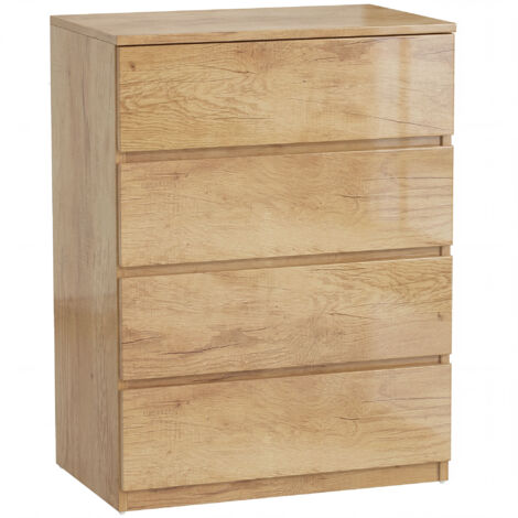 Commode 4 tiroirs meuble de rangement sans poignées design minimaliste 60 x 40 x 80 cm naturel